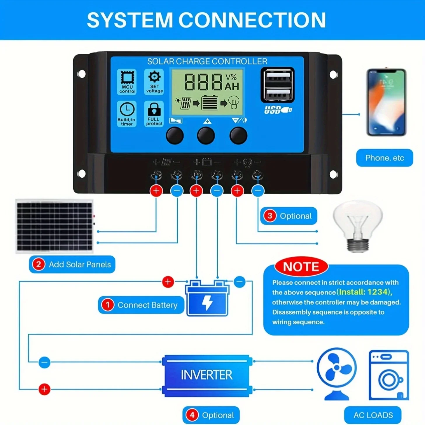 8000W solar system kit 12V to AC 220V/110V inverter+600W solar panel+100A controller, suitable for charging RVs, cars, laptops - Image 5