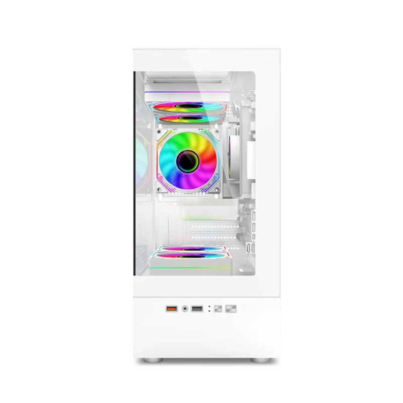 Power Train Fantasy desktop computer case supports 240 water-cooling, M-ATX design without legs, and features dual glass panels - Image 2