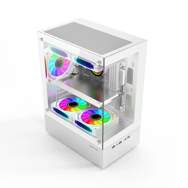 Power Train Fantasy desktop computer case supports 240 water-cooling, M-ATX design without legs, and features dual glass panels - Image 3