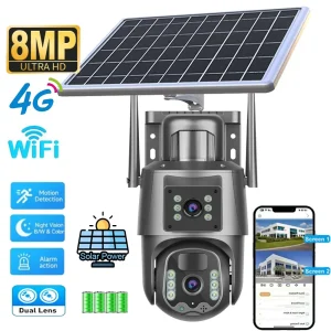 WiFi Solar Camera Dual Lens Screen