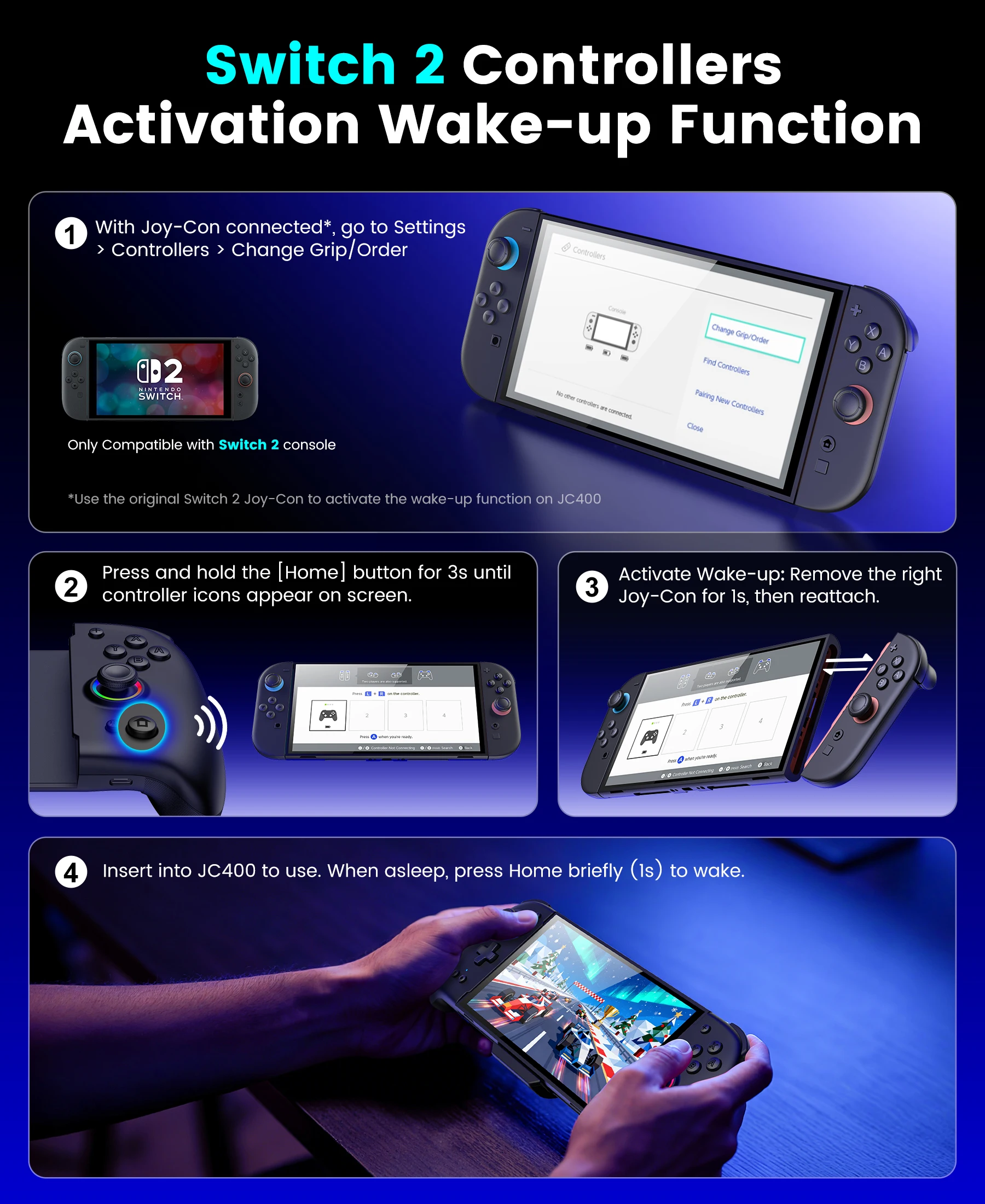 BEBONCOOL JC400 black Gamepad for Switch2 with Turbo Dual Back Keys 1000mAh Battery type-c for switch2 accessories - Image 6