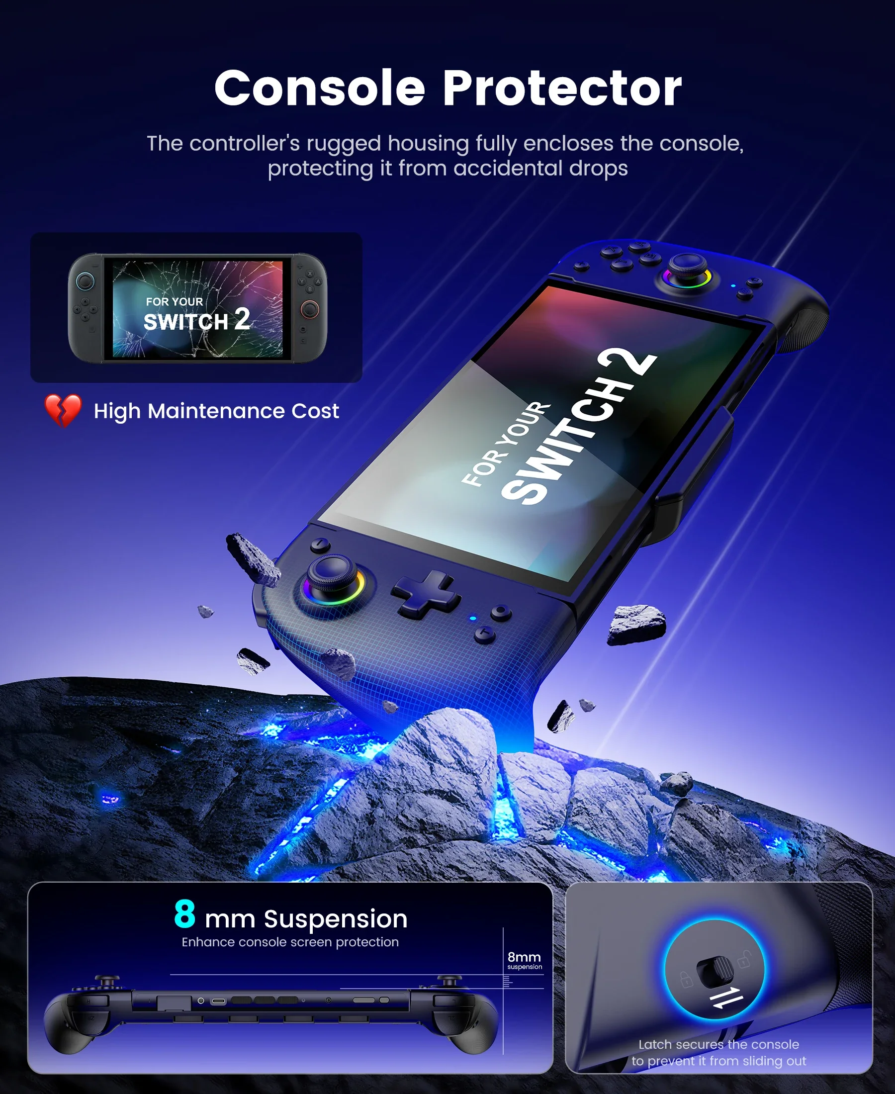 BEBONCOOL JC400 black Gamepad for Switch2 with Turbo Dual Back Keys 1000mAh Battery type-c for switch2 accessories - Image 2